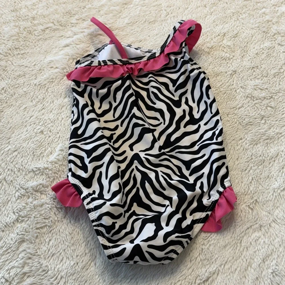Op 1-Piece girl Toddler Swim Suit Zebra Print Ruffle